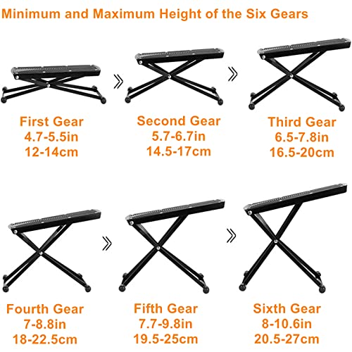 Miwayer Guitar Foot Rest 6-Position Height Adjustable Rubber End Caps and Non-Slip Rubber Padfor Com fortable and Solid Support - Image 3