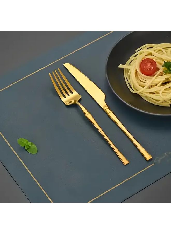 Golden 12 Piece Flatware Set Includes 6 Knives and 6 Forks Polished Stainless Steel Durable Cutlery - Image 4