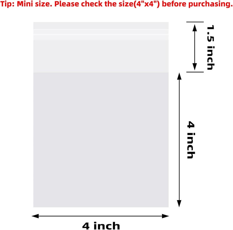 Morepack Cookie Bags for Gift Giving,Self Sealing Cellophane Bags 4x4 Inches,Clear Resealable Cellophane Bags Self Adhesive Individual Cookie Bags for Packaging 200Pieces (Mini Size) - Image 2