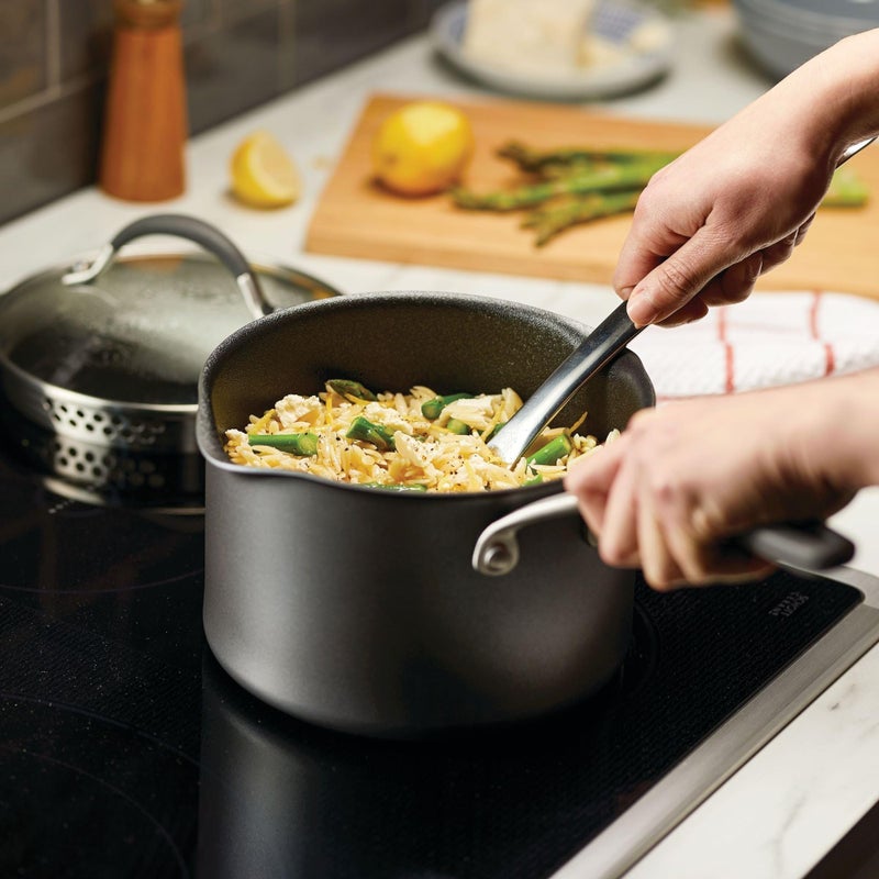 Circulon A1 Series with ScratchDefense Technology Nonstick Induction Straining Sauce Pan with Lid, 3 Quart, Aluminum, Graphite - Image 2