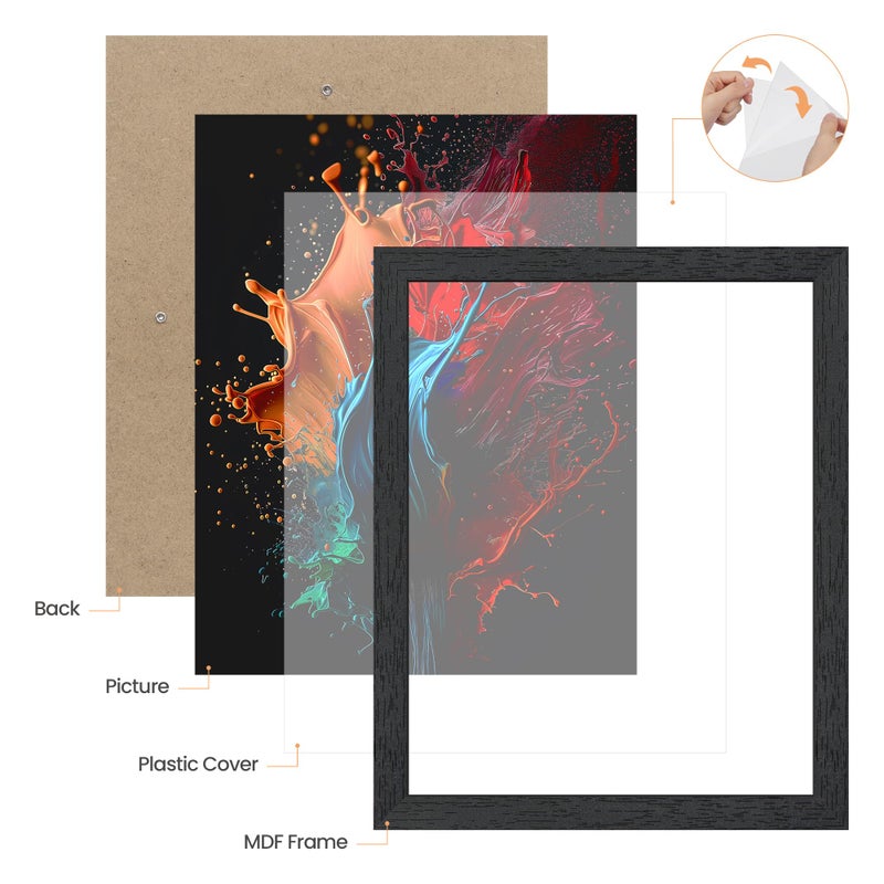 upsimples 11x17 Picture Frame, Wall Gallery Photo Frames with Engineered Wood, Black 1 Pack - Image 3