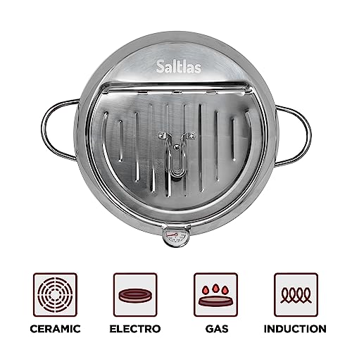 Saltlas Deep Fryer Pot (°F), 11"/4.4Qt (4.2 L) Extra Large Tempura Frying Pot with Lid, 304 Stainless Steel Fry Pot with Fahrenheit Thermometer and Oil Drip Drain Rack - Image 4