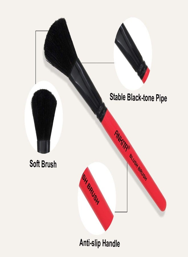 Ankita Make - Up - Brush with Wooden Handle and Natural Animal/Synthetic Hair (Blusher Brush Silver) | Make Up Brush under 150 - Image 3