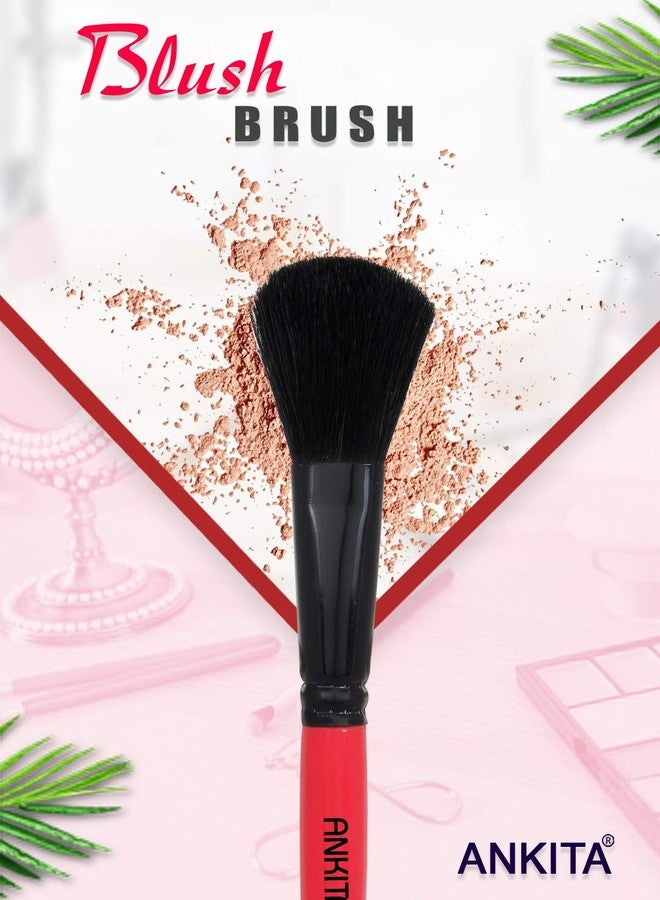 Ankita Make - Up - Brush with Wooden Handle and Natural Animal/Synthetic Hair (Blusher Brush Silver) | Make Up Brush under 150 - Image 5
