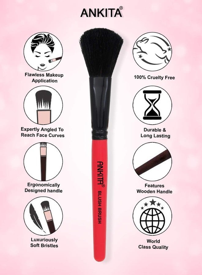 Ankita Make - Up - Brush with Wooden Handle and Natural Animal/Synthetic Hair (Blusher Brush Silver) | Make Up Brush under 150 - Image 4