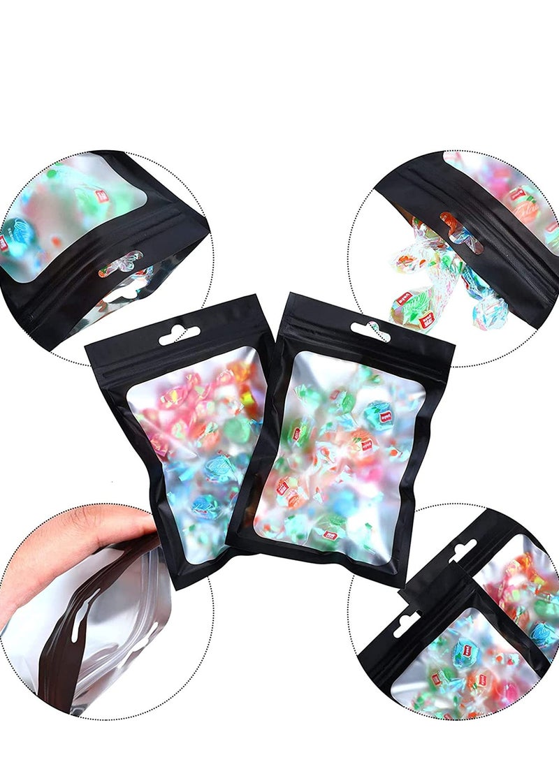 Zikra Food Storage Bags, Resealable Mylar Smell Proof with Clear Window Coffee Beans Packaging Pouch for Self Sealing Supplies Black, 2.4 x 4 Inch 100 Pieces - Image 3