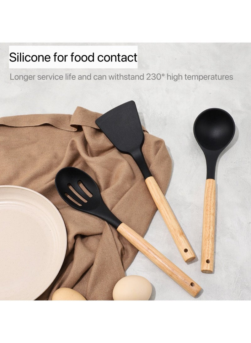 12-piece silicone kitchenware set,Cooking Utensils Set With Wooden Handles Metal Container, Cookware,Kitchen Utensils,Spatula,Silicone Utensils, Nonstick Cookware, Heat Resistance  - Image 5