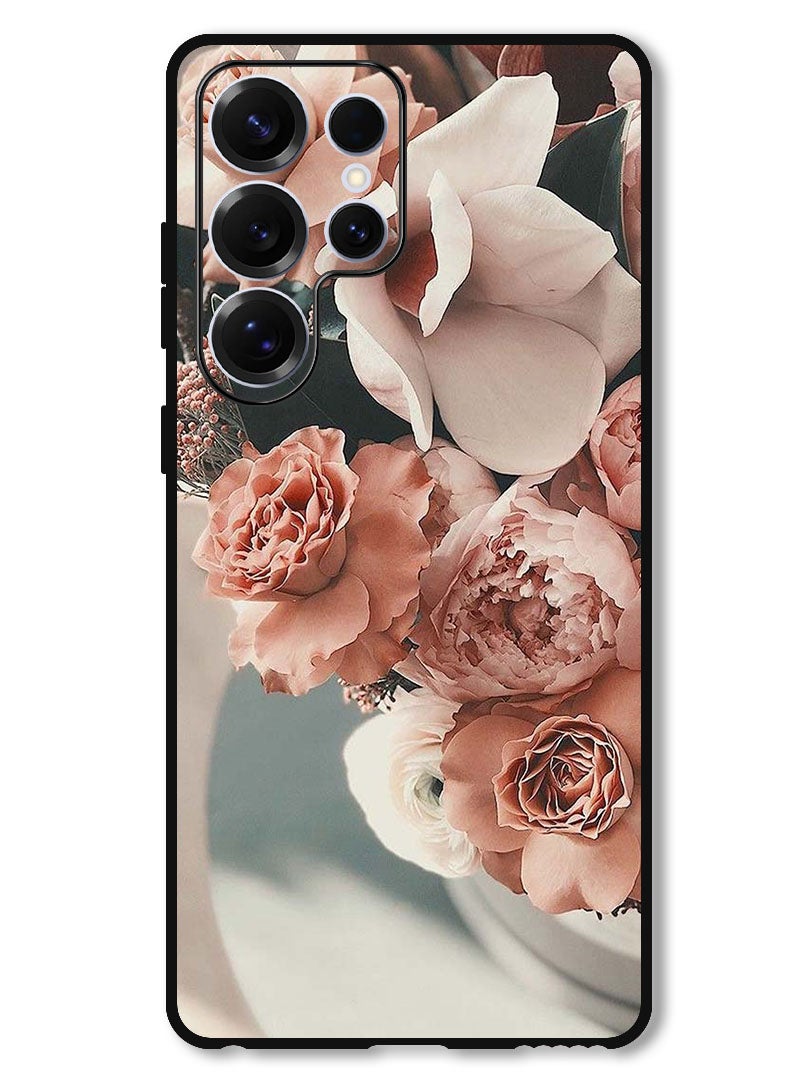 Theodor Protective Case Anti Scratch Shock Proof Bumper Cover For Samsung Galaxy S25 Ultra Peach Roses - Image 1