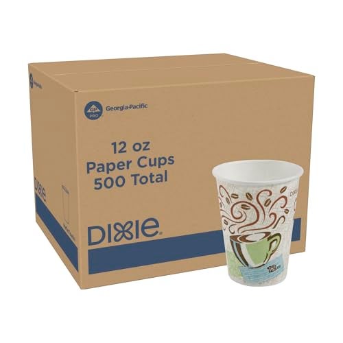 Georgia-Pacific Dixie PerfecTouch 12 oz Paper Coffee Cups By GP PRO Coffee Haze Design 500 Count 25 Disposable Cups Per Sleeve 20 Sleeves Per Case 5342DX - Image 2
