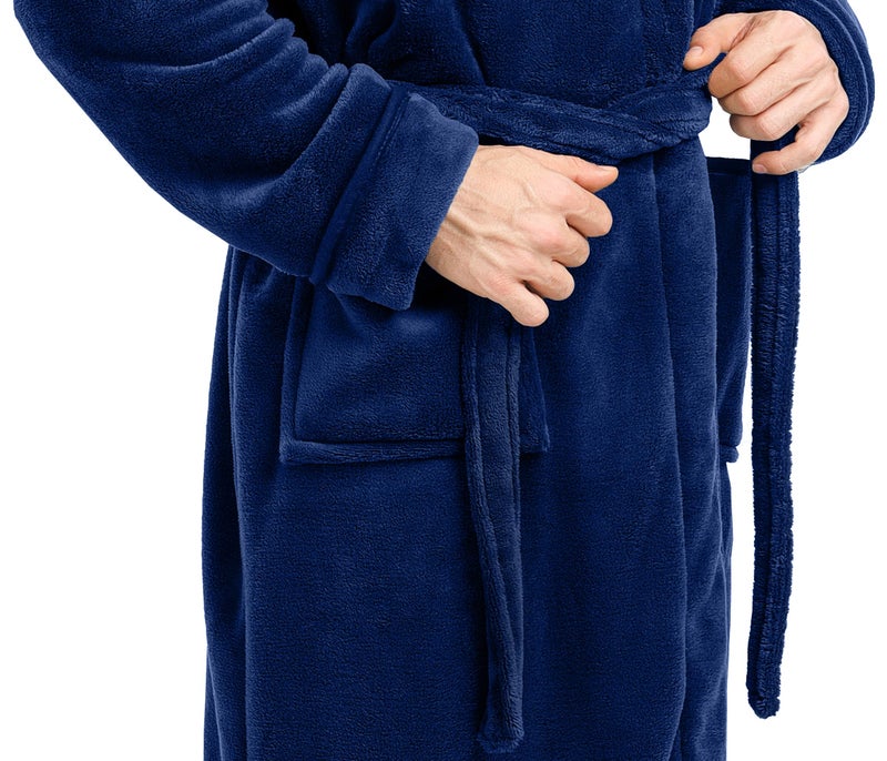 NY Threads Mens Robe, Luxury Plush Fleece Mens Bathrobe, Spa Bath Robe for Men, XX-Large-3X-Large, Navy - Image 5