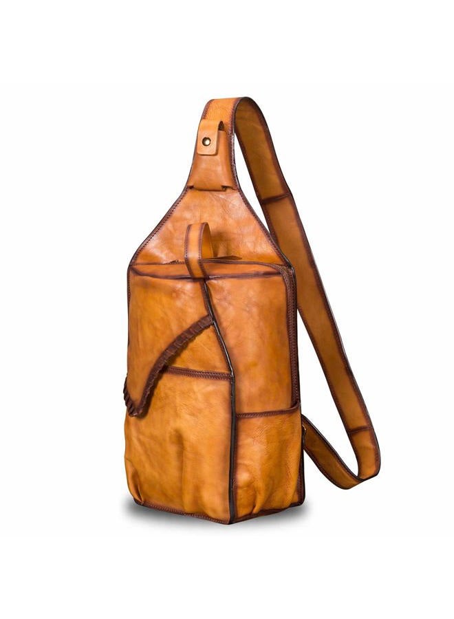 IVTG Genuine Leather Sling Bag for Men Vintage Handmade Crossbody Casual Daypack Shoulder Satchel (Brown) - Image 1