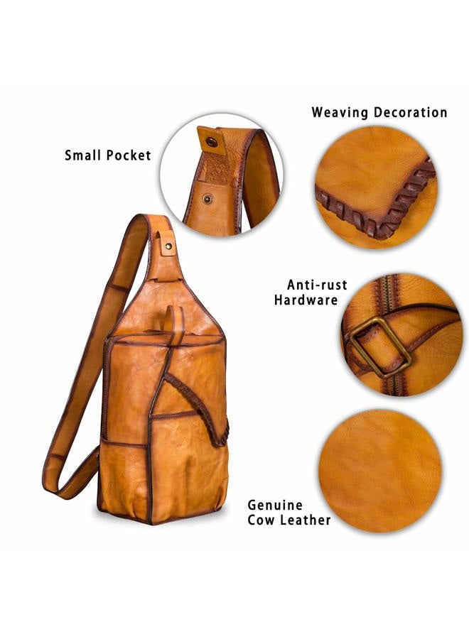 IVTG Genuine Leather Sling Bag for Men Vintage Handmade Crossbody Casual Daypack Shoulder Satchel (Brown) - Image 5