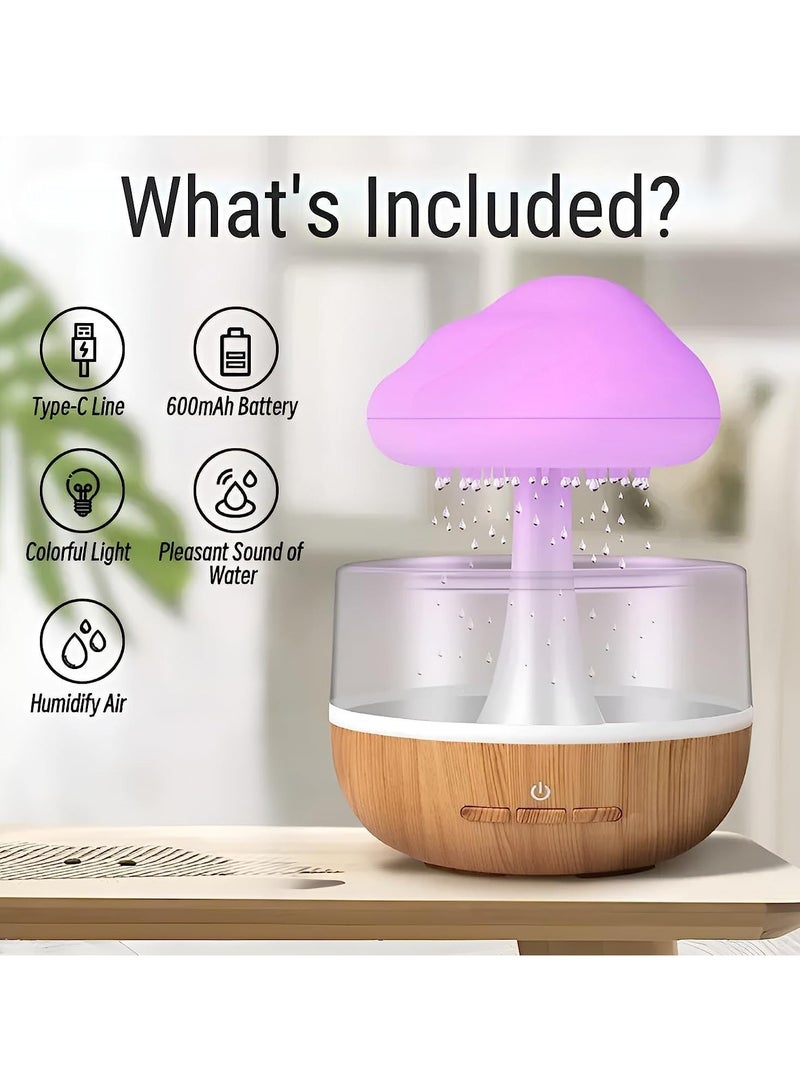DubaiGallery Raining Cloud Night Light Aromatherapy Essential Oil Diffuser Humidifier Relaxing Mood Water Drop Sound - Image 3