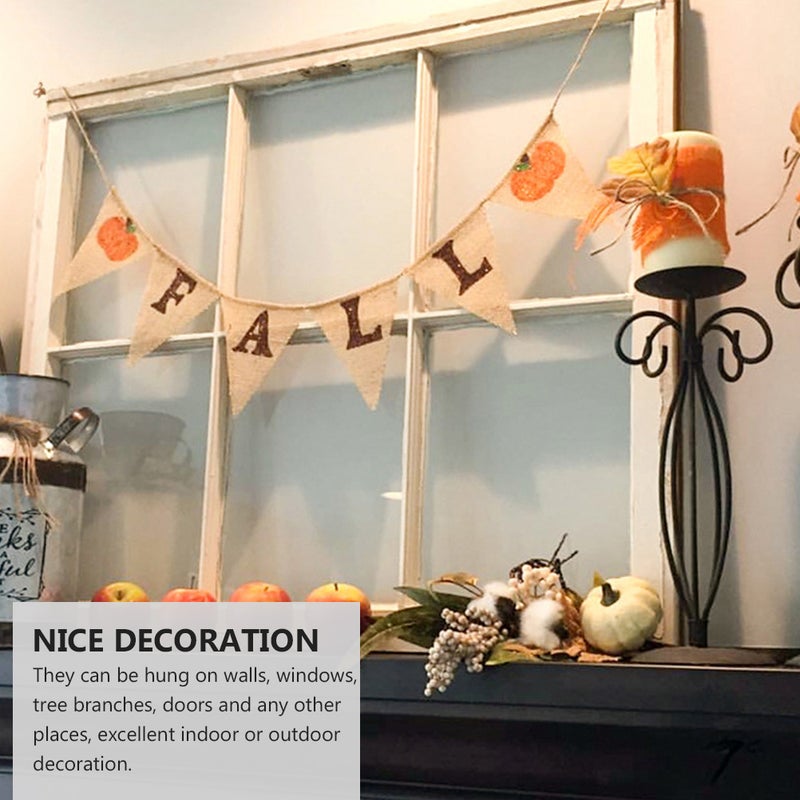 2 pcs Banners Linen Cloth Pull Flag Decor for Wedding (Khaki) - Image 4