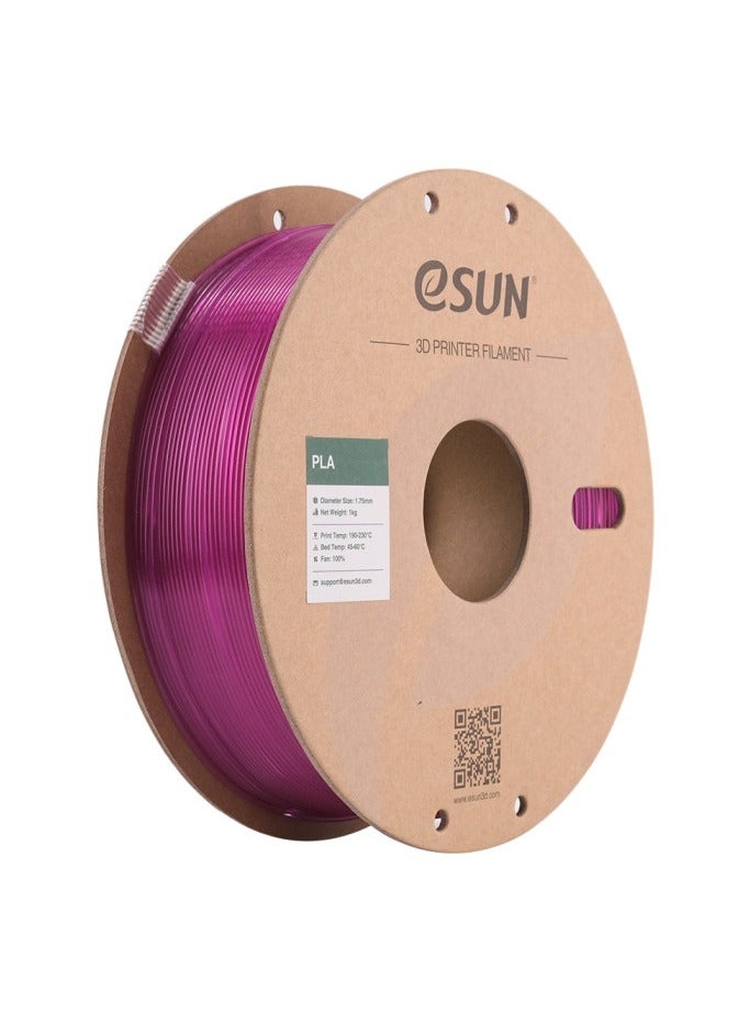 eSun 3D Printer Filament PLA 1.75 mm Dimensional Accuracy +/- 0.05 mm 1 Kg (2.2 lbs) Spool 3D Printing Material for 3D Printers – Glass Purple - Image 1