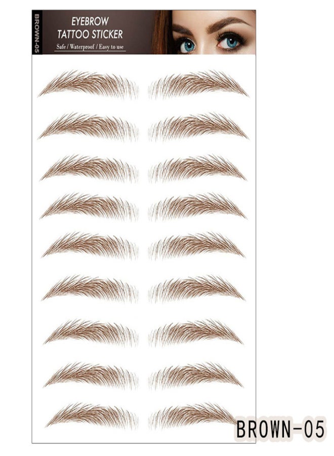 6D Eyebrow Tattoos Stickers Eyebrow Water Transfers Stickers Hair-Like Waterproof Eyebrow Stickers for Brow Grooming Shaping Assorted Styles for Women & Girls - Image 1