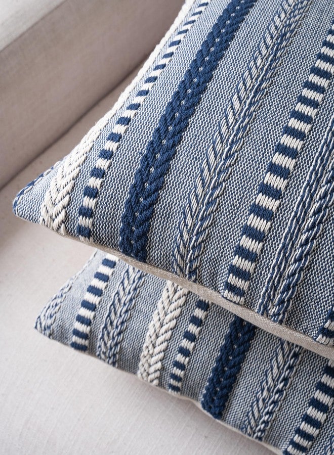 Cethom Boho Throw Pillow Covers 18x18 Inch Set of 2, Farmhouse Decorative Couch Pillow Cases, Navy Blue Accent Pillows of Bed, Sofa Bedroom Living Room Home Decor Cushion Cover - Image 4