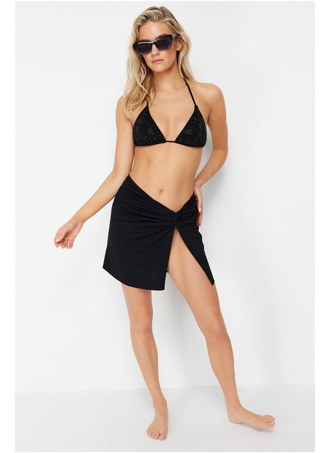 trendyol - Black Mini Knitted Gathered Pareo TBESS24PR00007 - Image 1