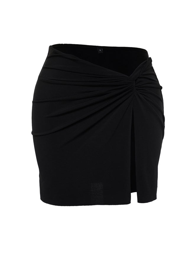 trendyol - Black Mini Knitted Gathered Pareo TBESS24PR00007 - Image 1