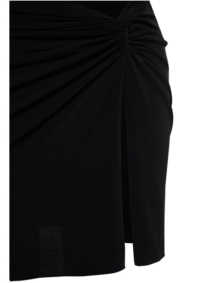 trendyol - Black Mini Knitted Gathered Pareo TBESS24PR00007 - Image 1