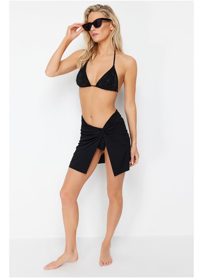 trendyol - Black Mini Knitted Gathered Pareo TBESS24PR00007 - Image 1