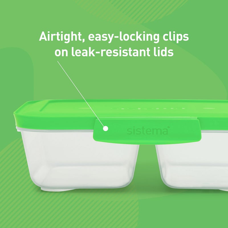 سيستيما Sistema Nest It الوجبة الإعدادية حاويات تخزين الطعام مع أغطية 2 مقصورات 3.7 كوب 10 حزمة أخضر - Image 2