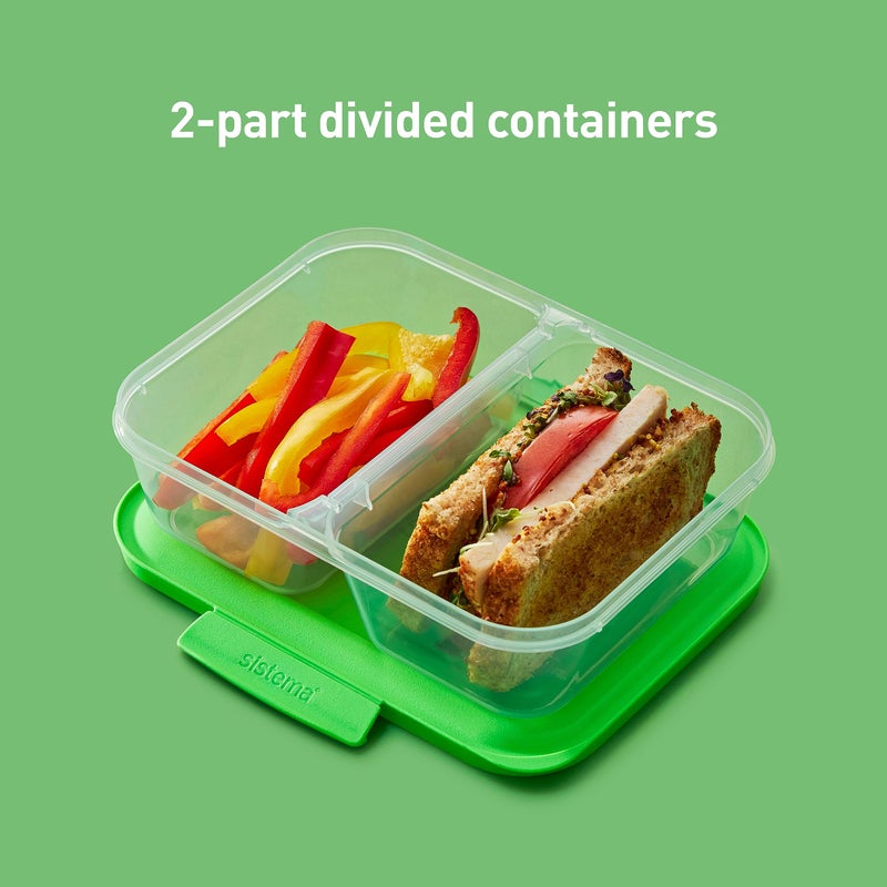 سيستيما Sistema Nest It الوجبة الإعدادية حاويات تخزين الطعام مع أغطية 2 مقصورات 3.7 كوب 10 حزمة أخضر - Image 4