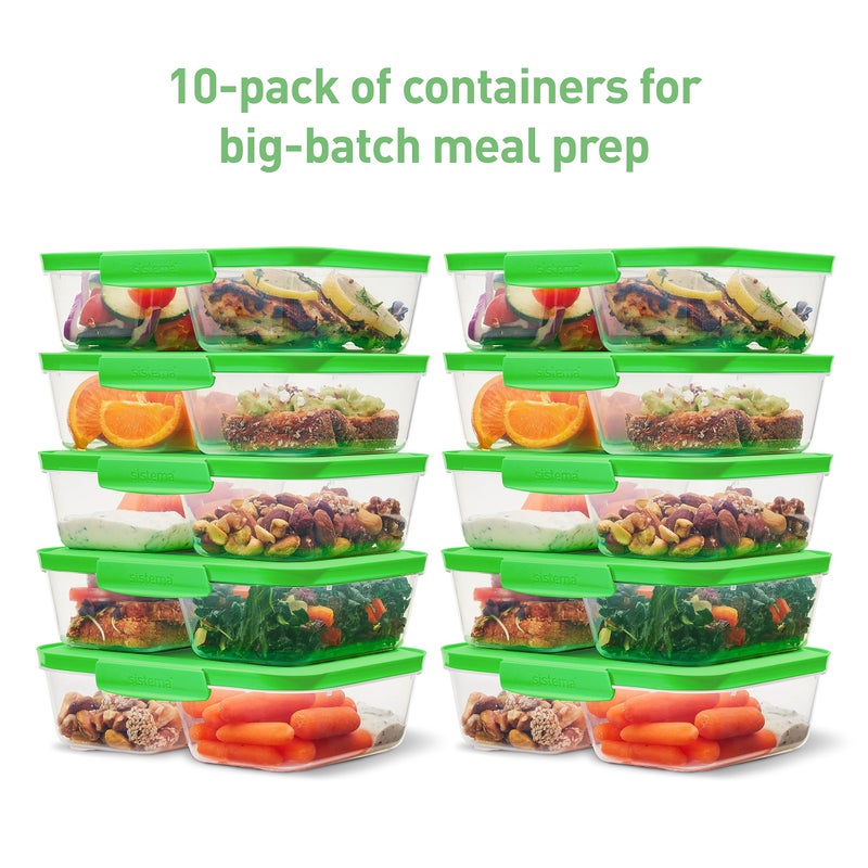 سيستيما Sistema Nest It الوجبة الإعدادية حاويات تخزين الطعام مع أغطية 2 مقصورات 3.7 كوب 10 حزمة أخضر - Image 5