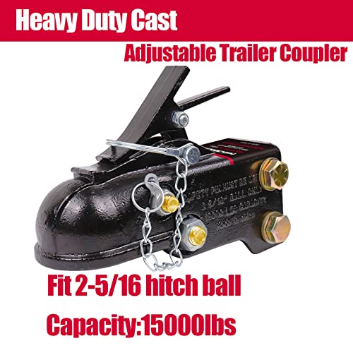 NBJINGYI 2-5/16" Adjustable Channel Mount Trailer Coupler, 15,000 lbs Capacity Heavy Duty Cast Steel Sleeve-Lock Coupler with Mounting Hardware Kit, Black - Image 2
