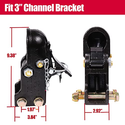 NBJINGYI 2-5/16" Adjustable Channel Mount Trailer Coupler, 15,000 lbs Capacity Heavy Duty Cast Steel Sleeve-Lock Coupler with Mounting Hardware Kit, Black - Image 3