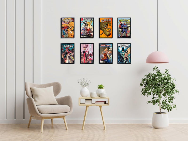 Memory Keeper Comic Book Frame, 8 Pack, Ultraviolet UV Protection, Fits Current Comics up to 6 3/4" x 10 1/4", Wall or Tabletop Display,Spring Clips for Thicker Comics as Well (Black, 8) - Image 4