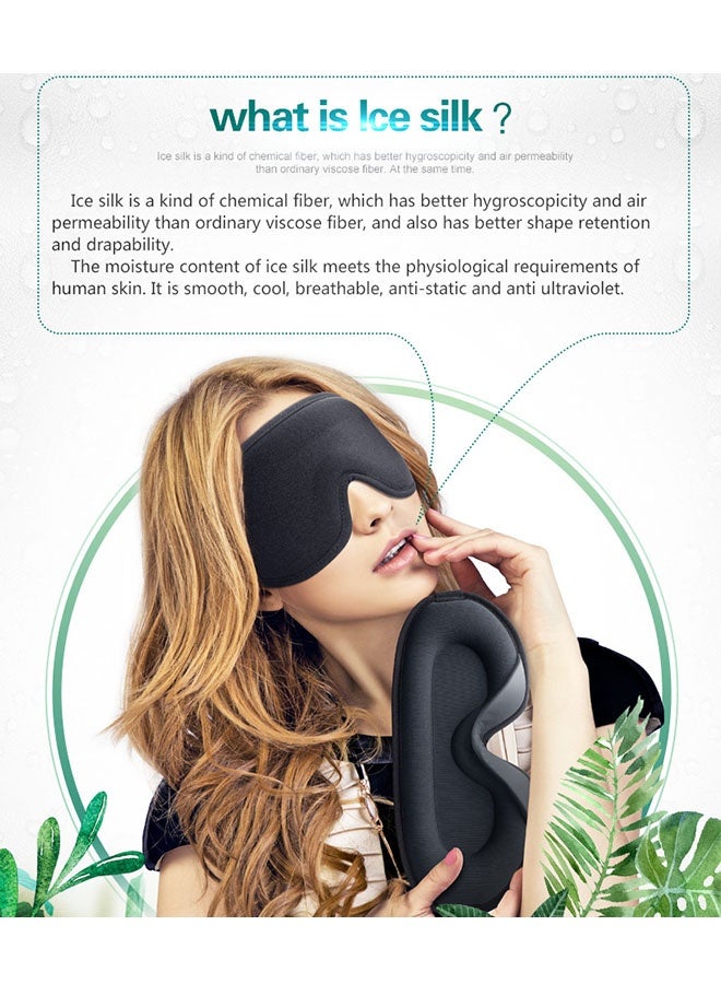 3D Deep Contoured Eye Sleep Mask, Zero Eye Pressure Cup Blindfold for Men Women with Adjustable Strap, Eye Covers for Sleeping, Yoga, Traveling, Sleep Anytime and Anywhere, Black - Image 3