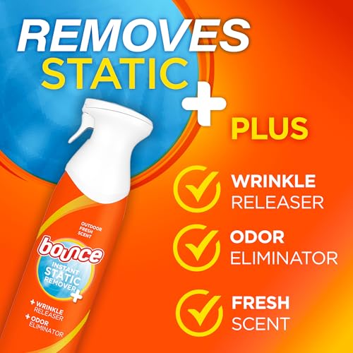 Bounce Anti Static Spray, 3 in 1 Instant Anti Static Spray & Instant Wrinkle Release, Odor Eliminator and Fabric Refresher Spray (9.7 Fl Oz, Pack of 1) - Image 2