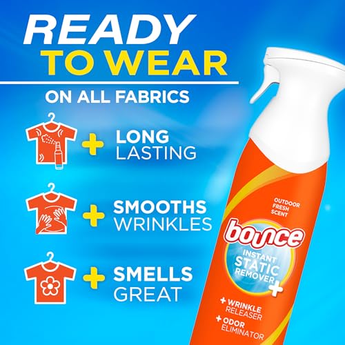 Bounce Anti Static Spray, 3 in 1 Instant Anti Static Spray & Instant Wrinkle Release, Odor Eliminator and Fabric Refresher Spray (9.7 Fl Oz, Pack of 1) - Image 3