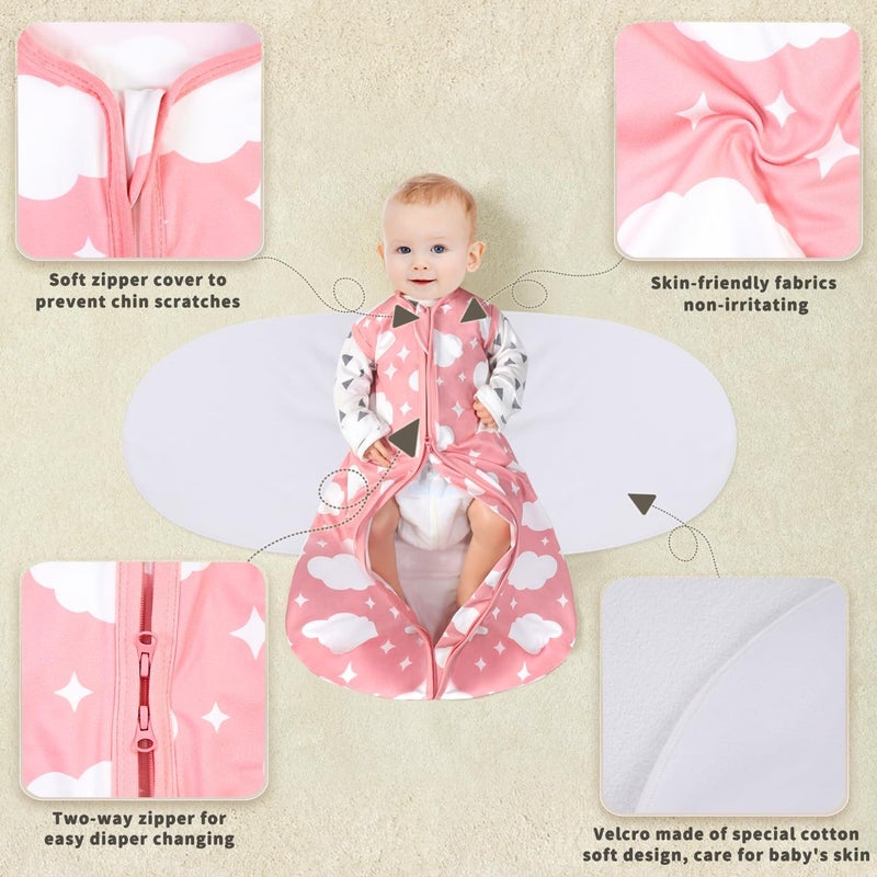 GUNTAIL Newborn Sleep Sack Baby Swaddle3Way Adjustable Wearable Blanket100 Rayon Cotton Swaddling Sleeping Bag Cloud Cow Print 36 Months - Image 4