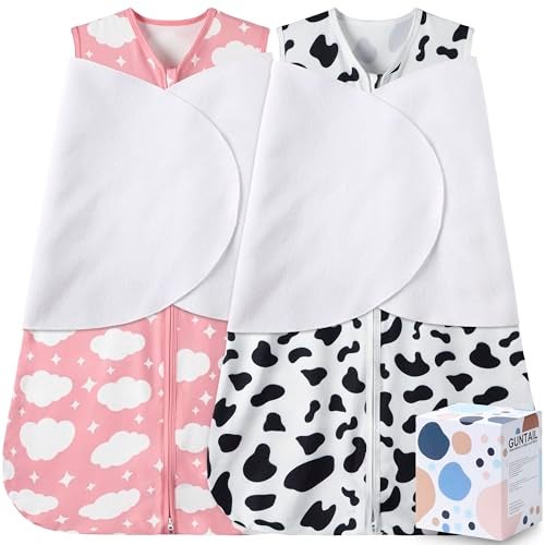 GUNTAIL Newborn Sleep Sack Baby Swaddle3Way Adjustable Wearable Blanket100 Rayon Cotton Swaddling Sleeping Bag Cloud Cow Print 36 Months - Image 1