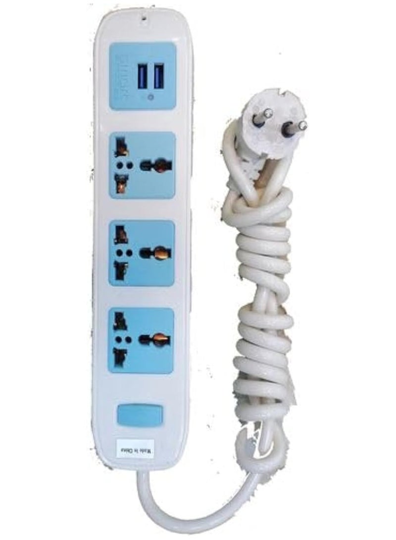 3-pin power strip + 2 USB ports