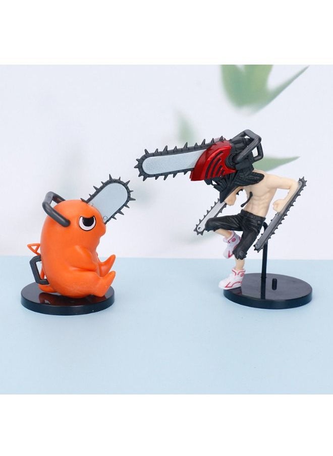 Generic - Set of 2 Anime Chainsaw Man Action Figure, Pochita Figure, Collectible Model Statue Figure Toy, High Quality Cartoon Figure Toy Suitable For Car and Table Decoration - Image 1