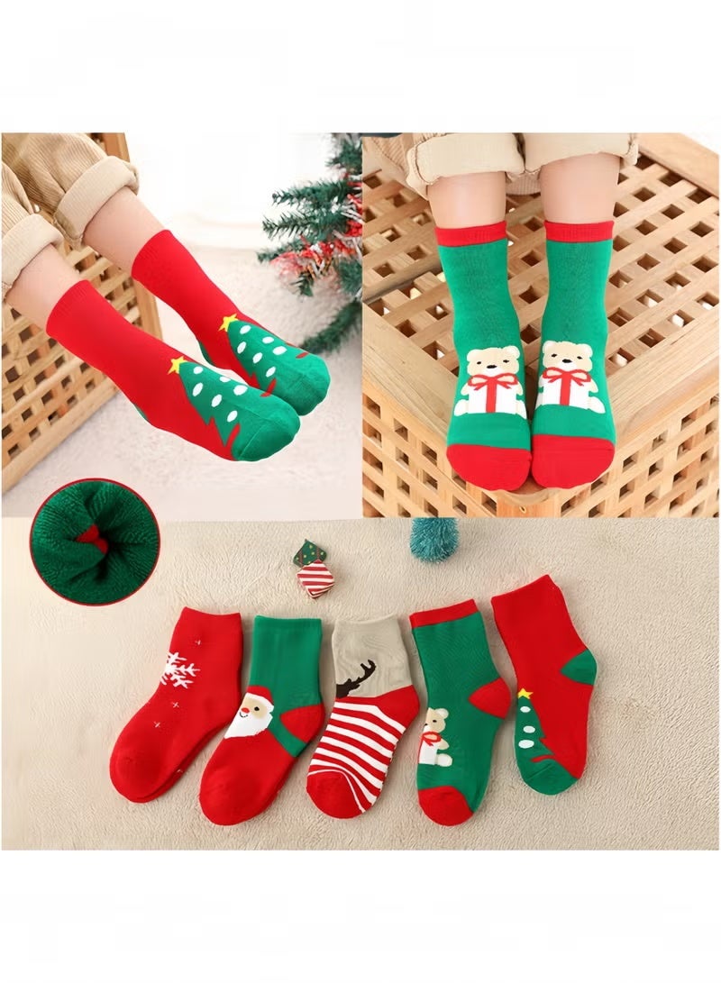 جيوستوس 5 أزواج من جوارب عيد الميلاد للأطفال للجنسين من القطن جوارب عيد الميلاد (8-12) للأطفال بعمر سنة - Image 1