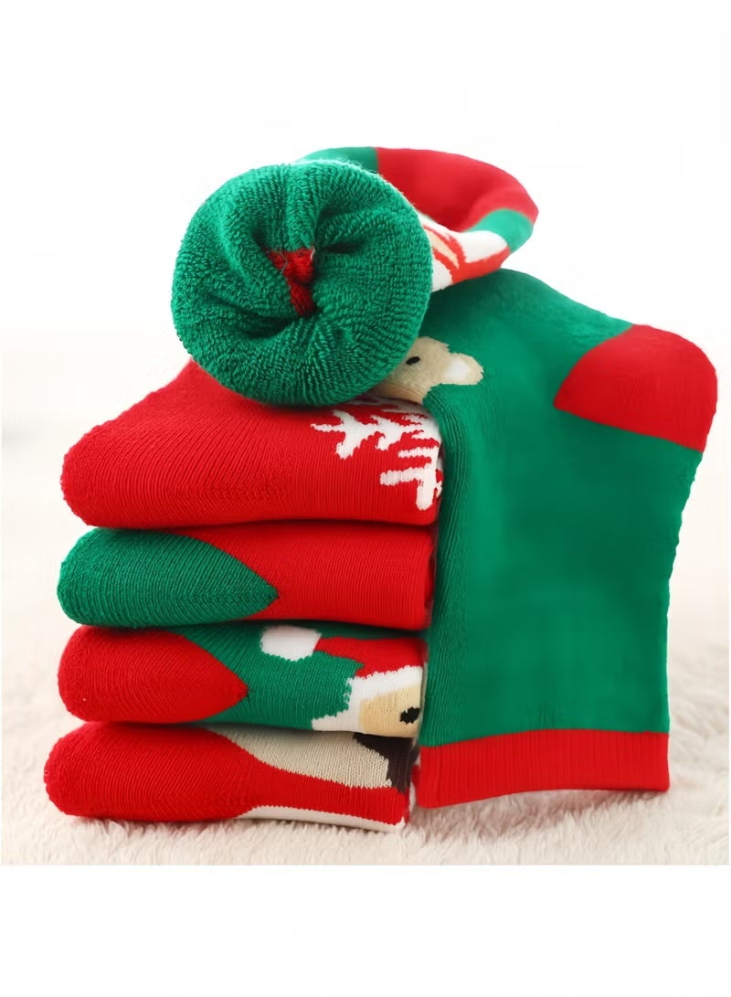جيوستوس 5 أزواج من جوارب عيد الميلاد للأطفال للجنسين من القطن جوارب عيد الميلاد (8-12) للأطفال بعمر سنة - Image 2