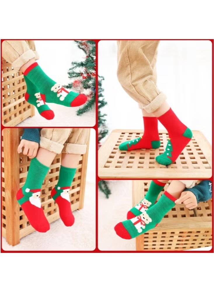 جيوستوس 5 أزواج من جوارب عيد الميلاد للأطفال للجنسين من القطن جوارب عيد الميلاد (8-12) للأطفال بعمر سنة - Image 5