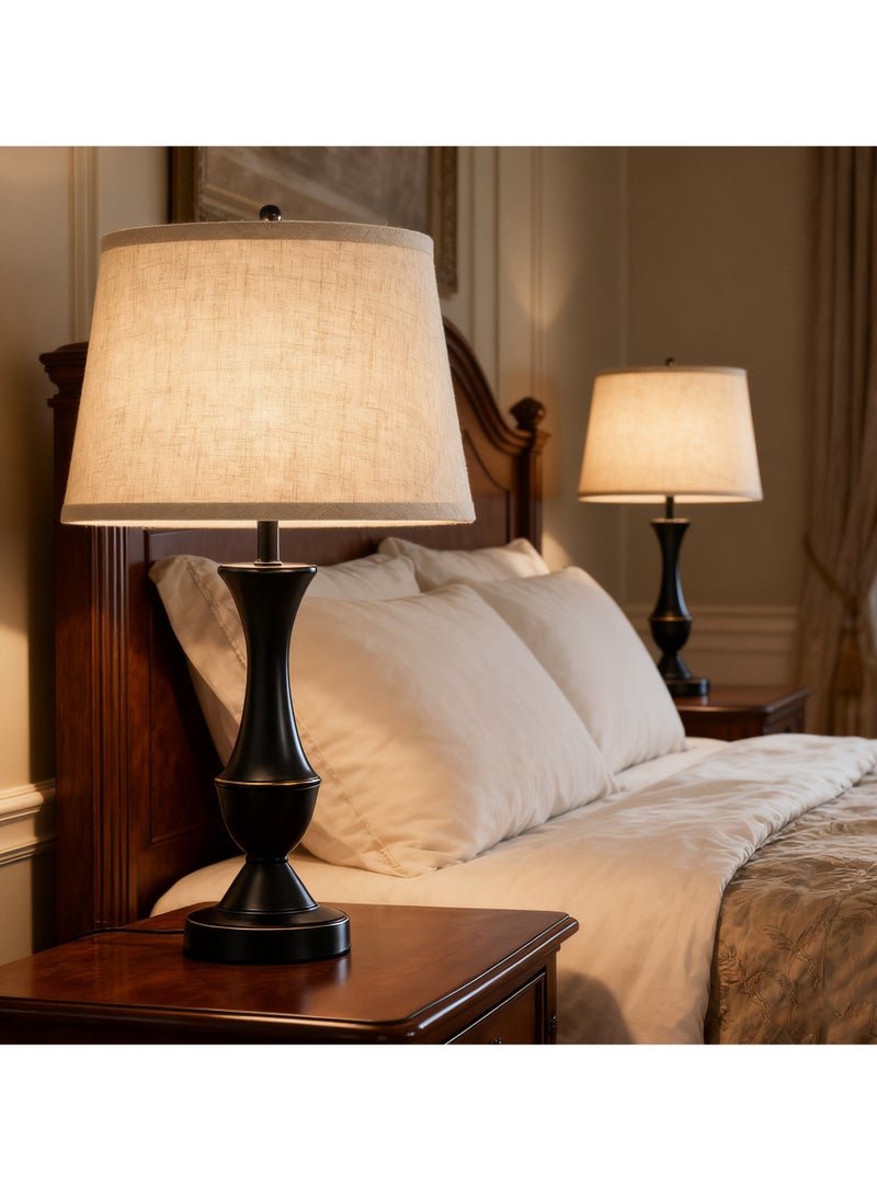 Onelight Black and White Table Lamps Set of 2 with Small Lamp Shade - Bedside Lamp with USB Charging Port, 3-Way Dimming for Nightstand, Desk, Office - Image 5