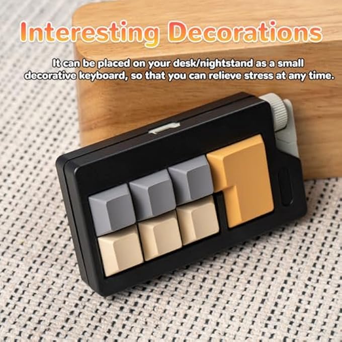 Gliging Loud Keyboard Fidget Toys, Keyboard Clicker Fidget Stress Relief Sensory Toy, Linear Finger Clicker Toys for Adults (Black Khaki) - Image 2
