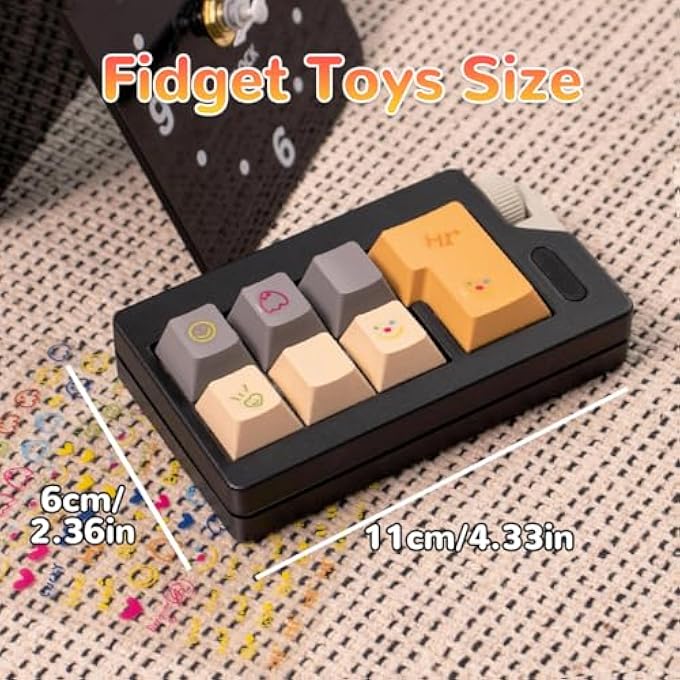 Gliging Loud Keyboard Fidget Toys, Keyboard Clicker Fidget Stress Relief Sensory Toy, Linear Finger Clicker Toys for Adults (Black Khaki) - Image 5