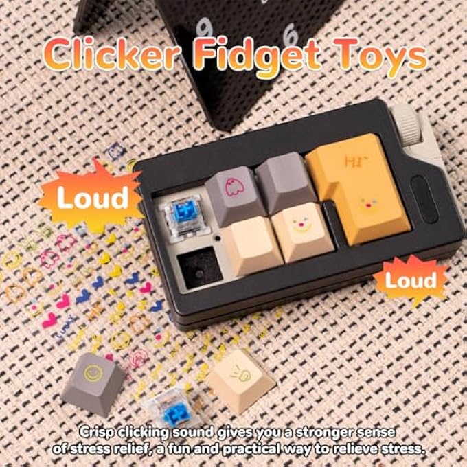 Gliging Loud Keyboard Fidget Toys, Keyboard Clicker Fidget Stress Relief Sensory Toy, Linear Finger Clicker Toys for Adults (Black Khaki) - Image 3