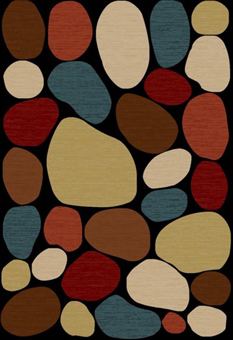 RugStylesOnline Studio Collection Black Multi Color Dunes Stones Contemporary Design Area Rug MultiColor 710 x 910  - Image 1