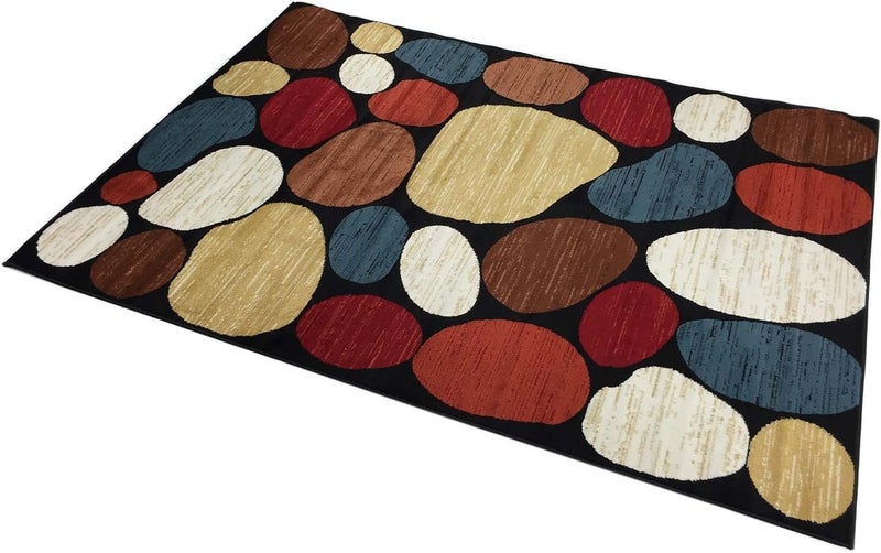 RugStylesOnline Studio Collection Black Multi Color Dunes Stones Contemporary Design Area Rug MultiColor 710 x 910  - Image 3
