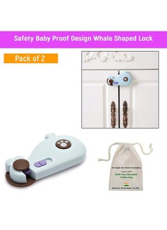 Safe-O-Kid 2 Drawer;Cabinet Locks Child Safety For Chesters Almiras Baby Proofing Indoor Safety Whale Shaped Blue Pack Of 2  - Image 3