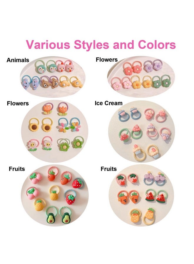 Bluezoo 60Pcs Baby Hair Ties, Cute Cartoon Small Hair Ties for Toddlers Little Girls, Colorful Elastic Pony Tails Hair Bands 0.8inch Dia, No Damage Seamless Soft Hair Accessories, Kids Gift, BlueZOO - Image 3