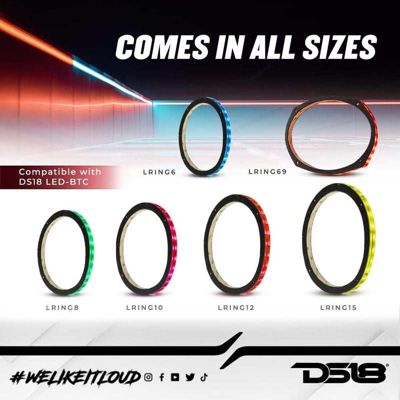 DS18 حلقة شبكة مكبر الصوت LRING69 - تناسب مكبر الصوت 6X9'، إضاءة LED RGB، حلقة أكريليك، ختم مقاوم للماء للاستخدام البحري، متوافقة مع وحدة التحكم عن بُعد RGB. - Image 3